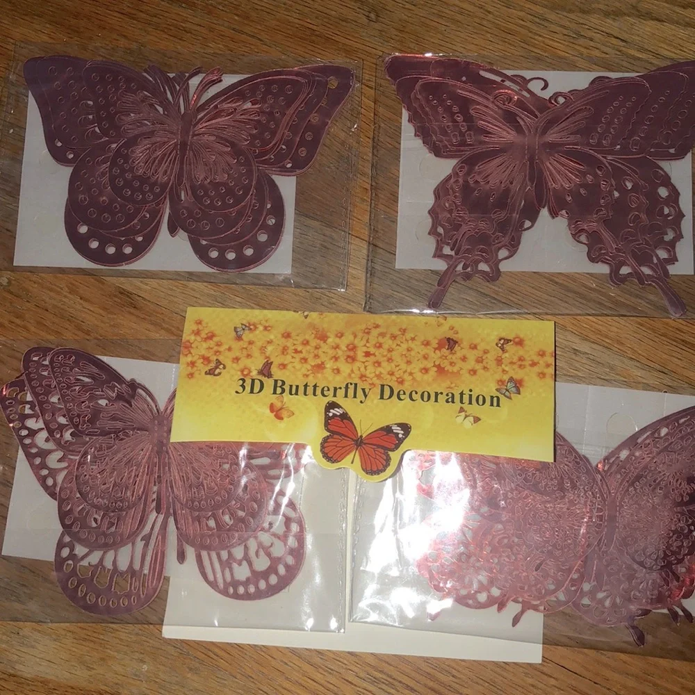 3D Butterfly Decoration Rose‎ Gold Pack New